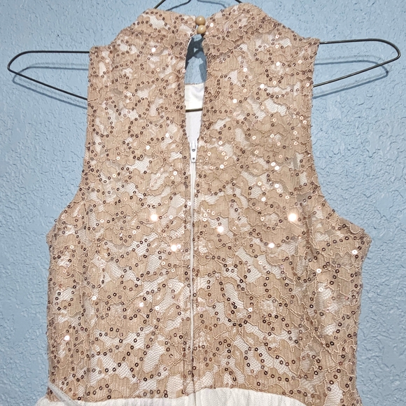 Speechless Sz 10 Children's Flower Girl Jr Bridesmaid Dress Champagne & Cream - Picture 5 of 10